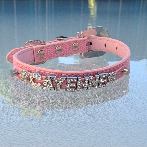 Other - Personalized CAYENNE Pink Dog Collar with Rhinestone Letters and Buckle ~ Small